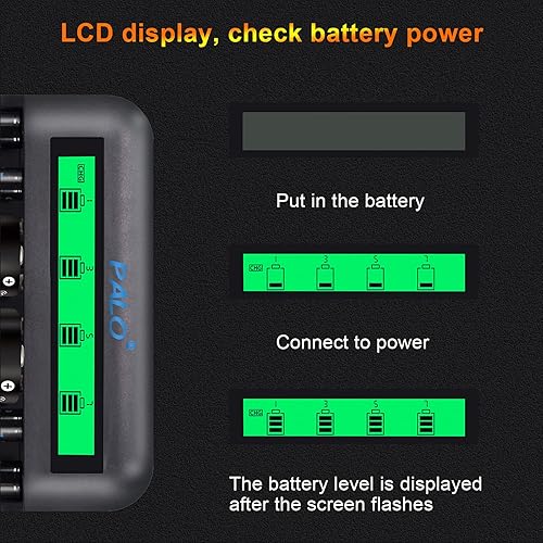 Miniatura 4 de Tenberly Cargador de batería universal AA AAA C D con 4 baterías recargables de tamaño C de 4000 mAh