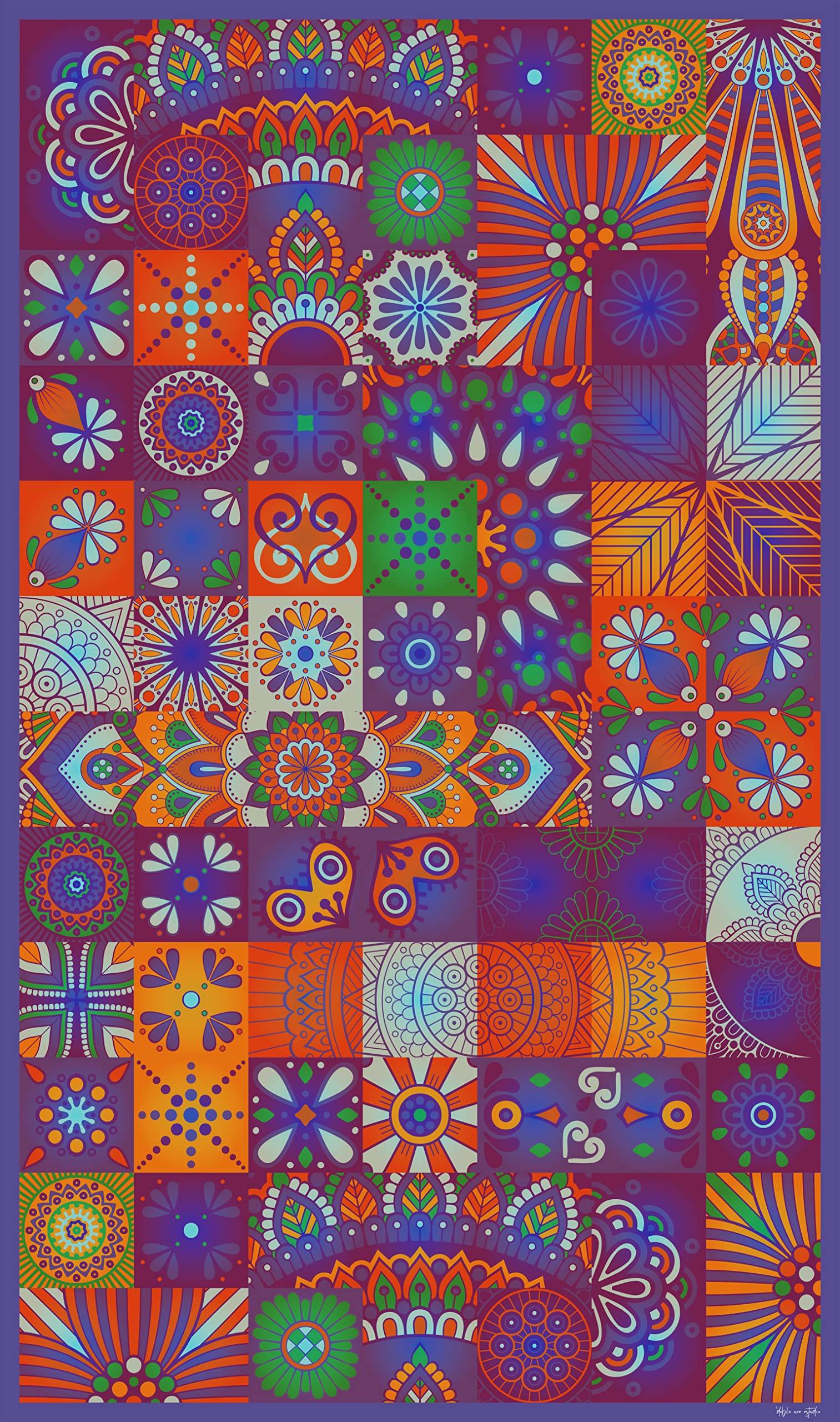DobleUve Estudio Tapis Vinyle 1 | Violet | 65x140 cm | Tapis Cuisine | Tapis de Salon Antidérapant Antifongique Ignifuge | Tapis Enfants | Tapis Bain PVC | Tapis PVC