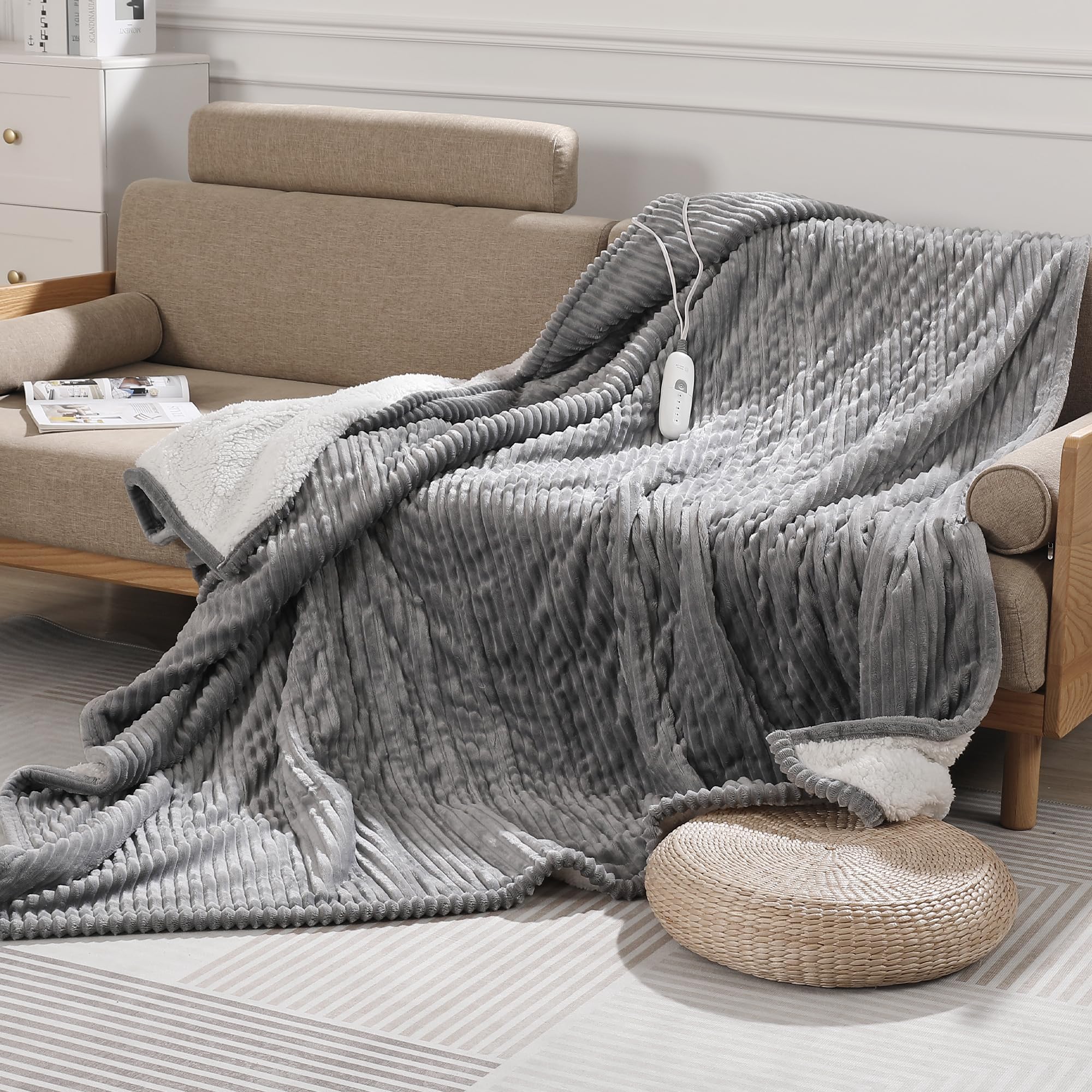 Zorvixia Striped Sherpa Plush Twin XL