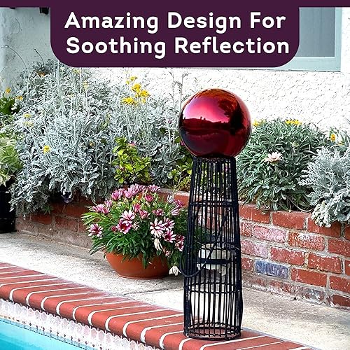 Vista 32 de Lily's Home bola espejada de acero inoxidable, color plata., 12 pulgadas, Plateado