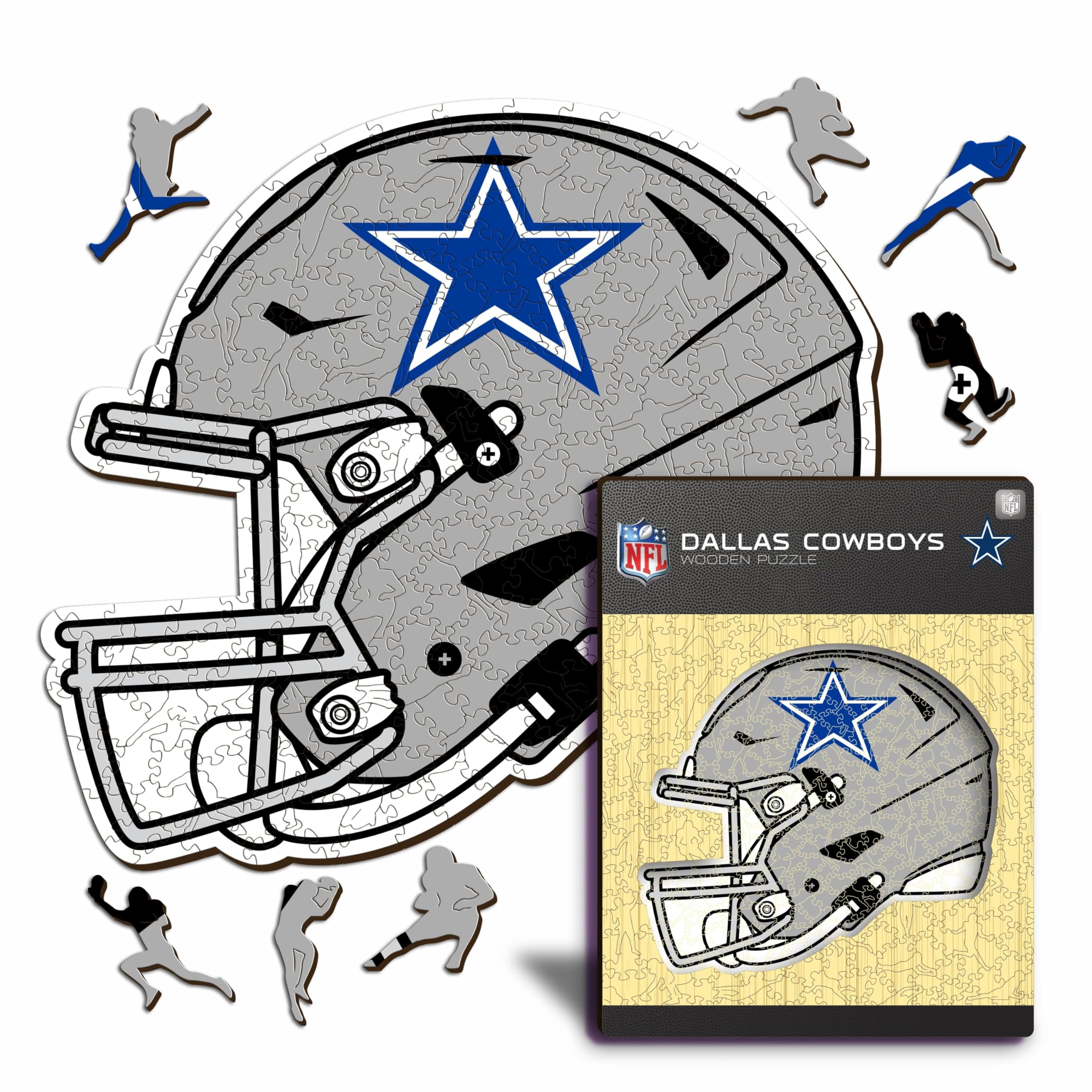 Iconic Puzzles - Casco Dallas Cowboys, Puzzle di Legno con licenza ufficiale NFL, 100% sostenibile, regalo per adulti e bambini, taglia S, 150 Pcs