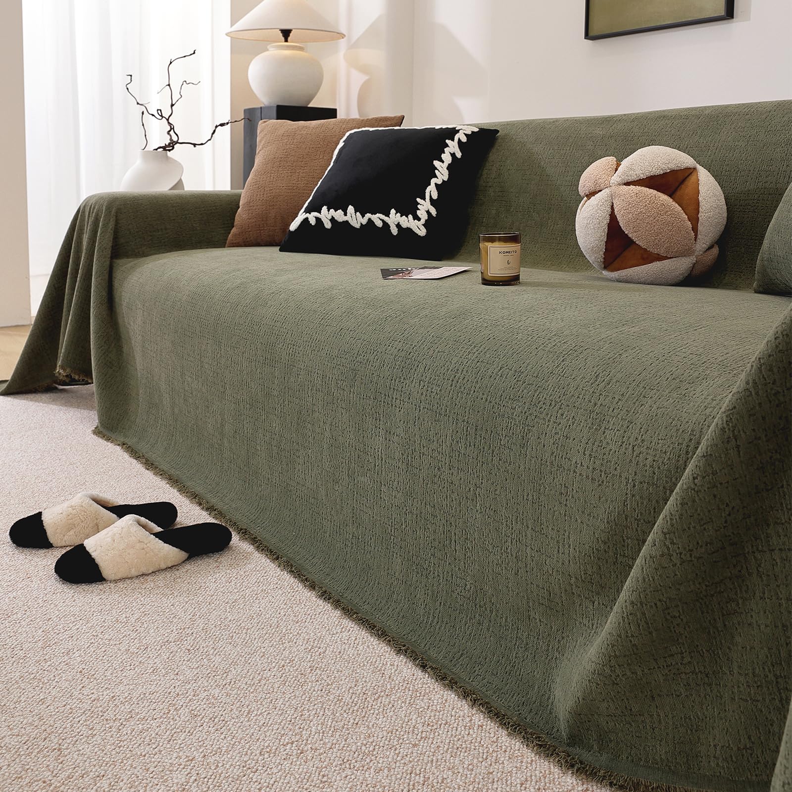 Plaid canapé grande taille vert foncé pour vos soirées cocooning rétro