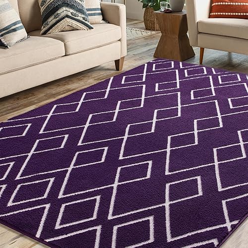 Miniatura 2 de Alfombra geométrica para sala de estar, 4 x 6 pies, color gris, lavable, alfombra Morccan moderna de pelo bajo para dormitorio, guardería,