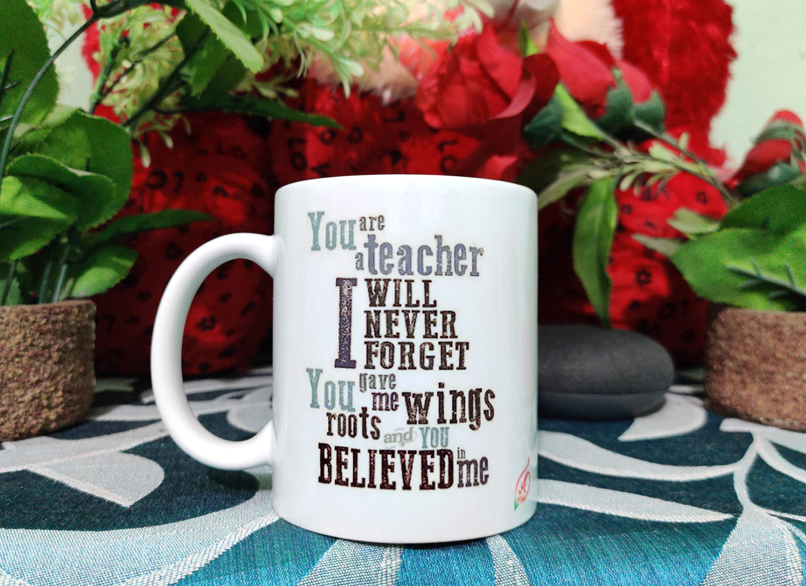 Alexus You are a Teacher I Will Never Forget You Gave Me Wings Roots and You Believed Me Ceramic Coffee Mug Slogan Quote Printed Ceramic Coffee & Tea Mug, Cup Best Gifts