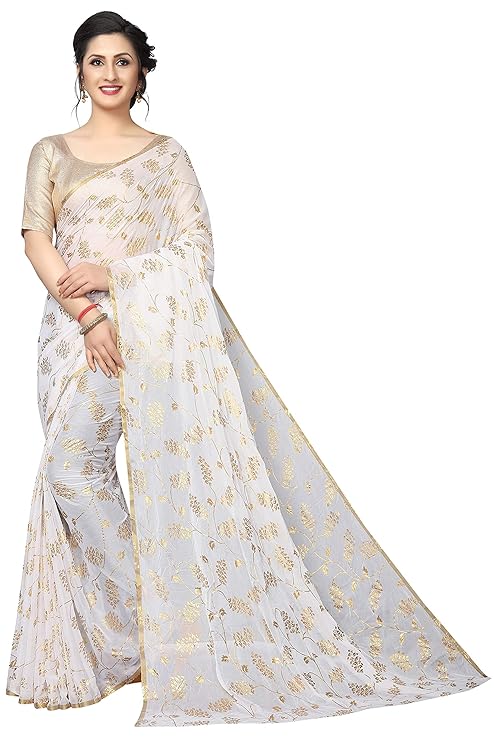 Womens Chiffon Saree With Blouse Piece (PattiNazminVariation)