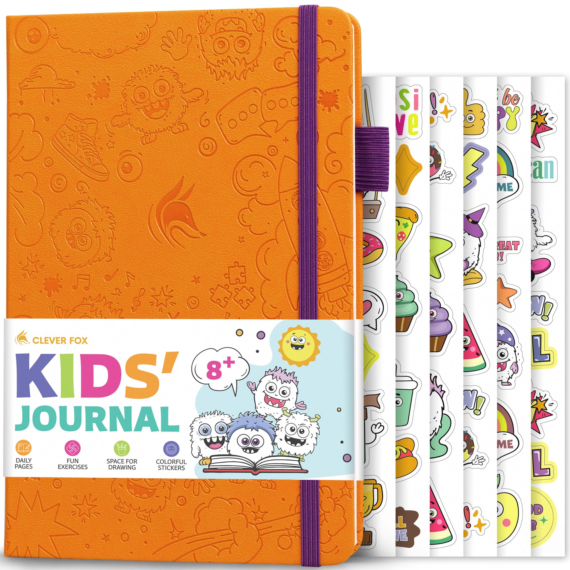 Clever Fox Kids’ Journal – Daily Feelings & Gratitude Notebook for 8+ Children – Child’s Planner & Mood Tracker for Journaling & Writing (Orange)