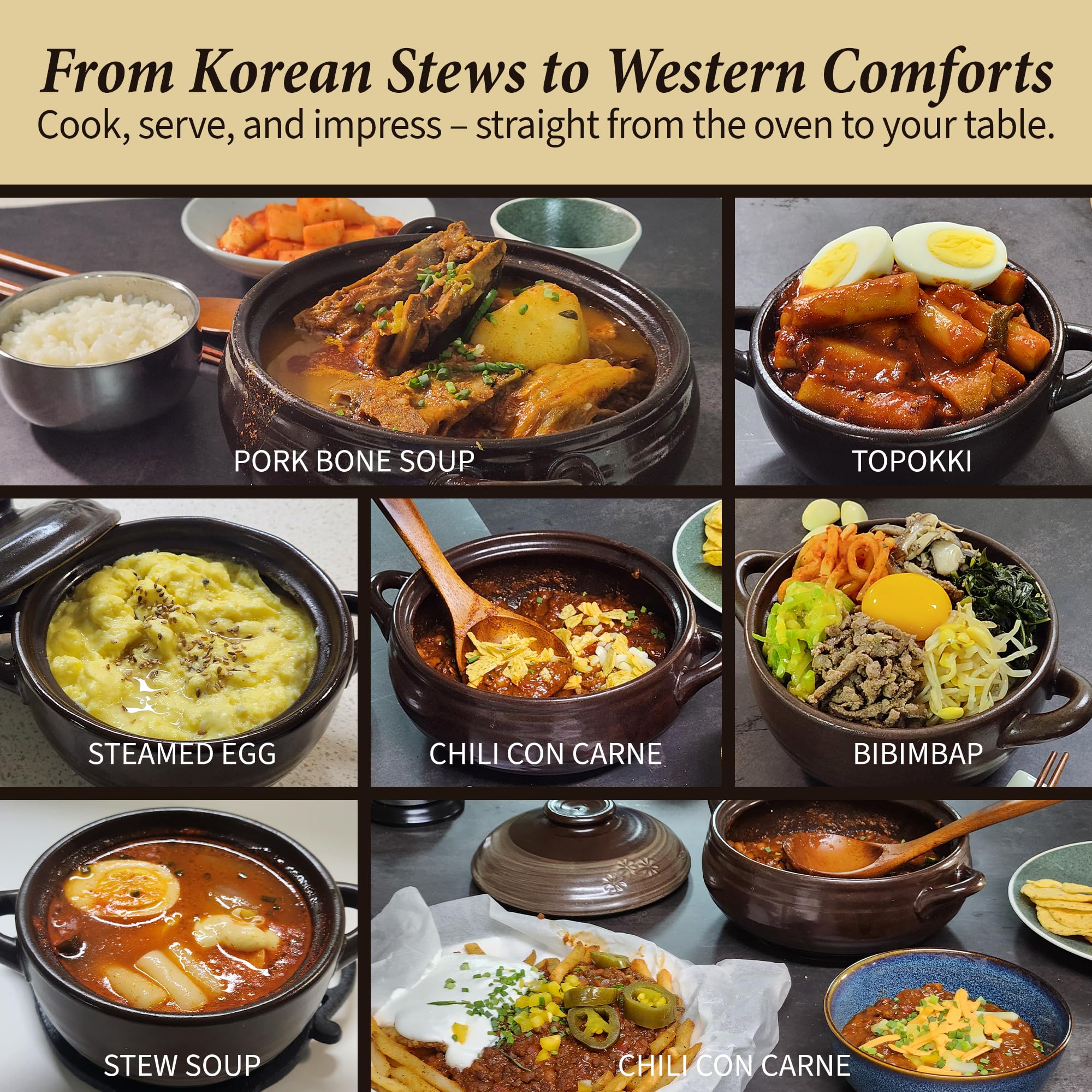 Dolsot Koreanische Steinschale (964 ml), Tontöpfe zum Kochen, koreanischer Topf, Keramik-Kochtopf, koreanische Steinschale, Onggi, Kimchi, Stein, Donabe, Crazy Claypot Ttukbaegi mit Deckel