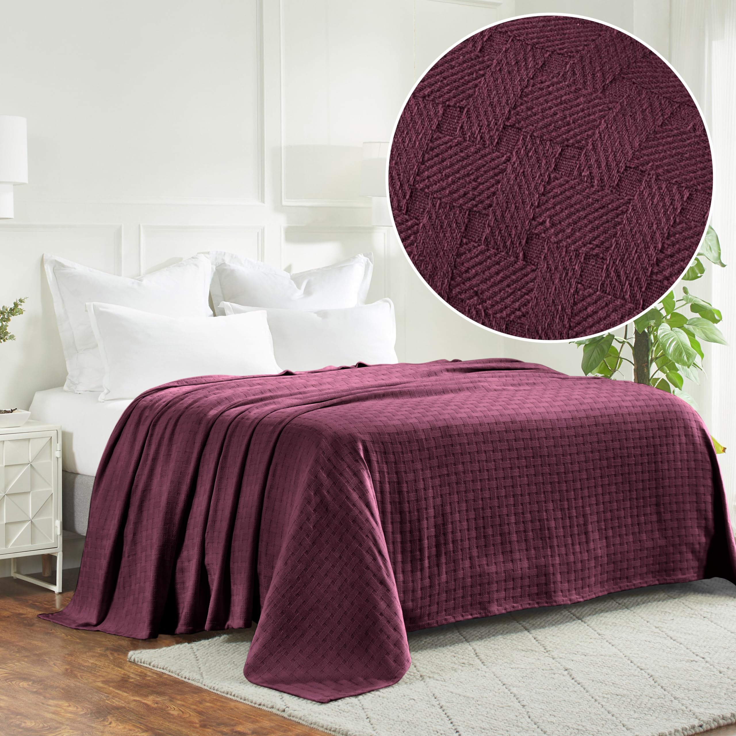 Couverture en coton tissé panier Superior pour lit double et grand lit