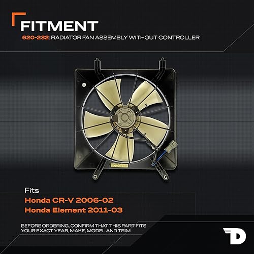 Miniatura 2 de Dorman 620-232 Conjunto de ventilador de refrigeración del motor compatible con modelos seleccionados de Honda, color negro