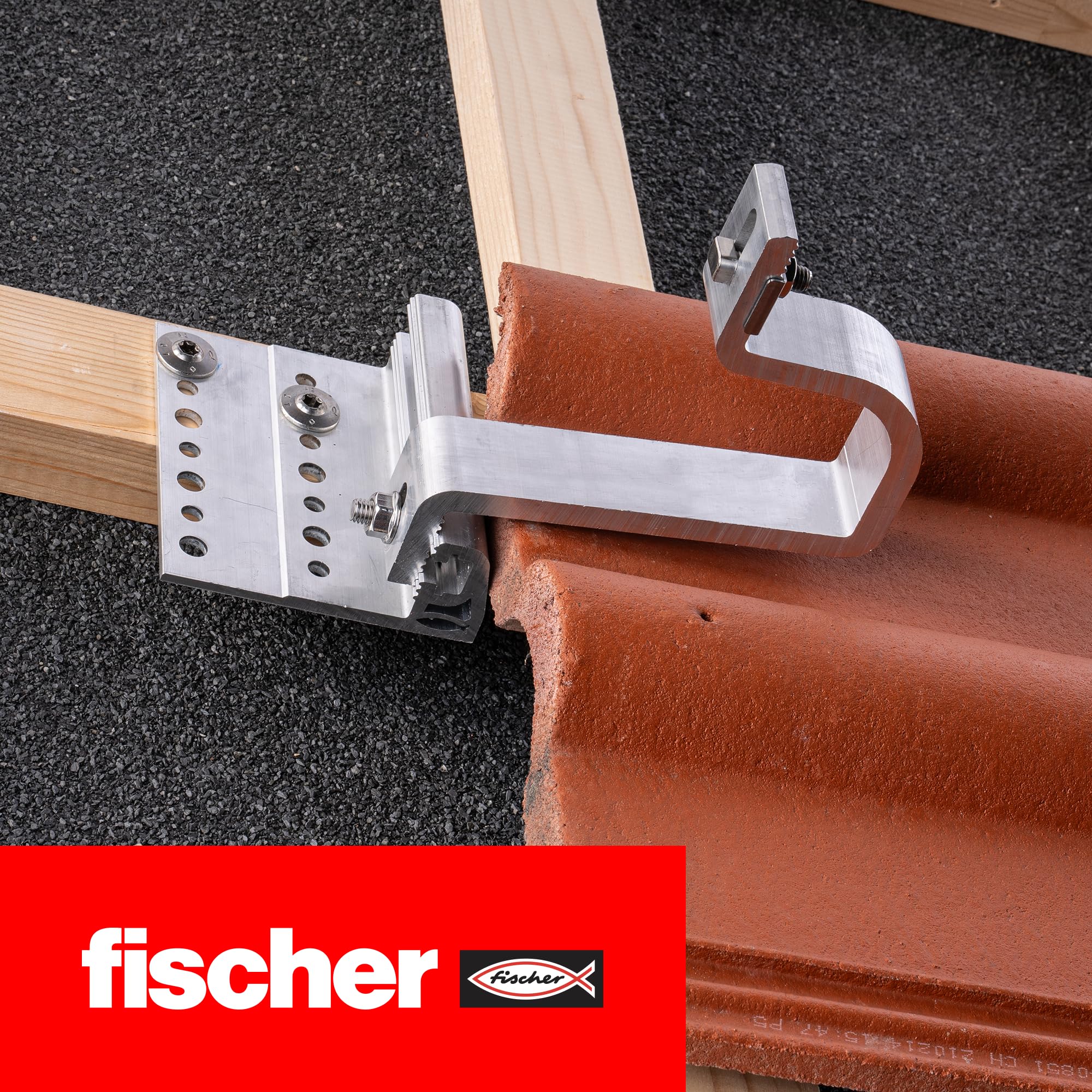 Fischer RH 52-67 VB ALL 10 x aluminiowe haki dachowe, 3 regulacje, pionowe złącze, do profili fotowoltaicznych paneli słonecznych, 571748
