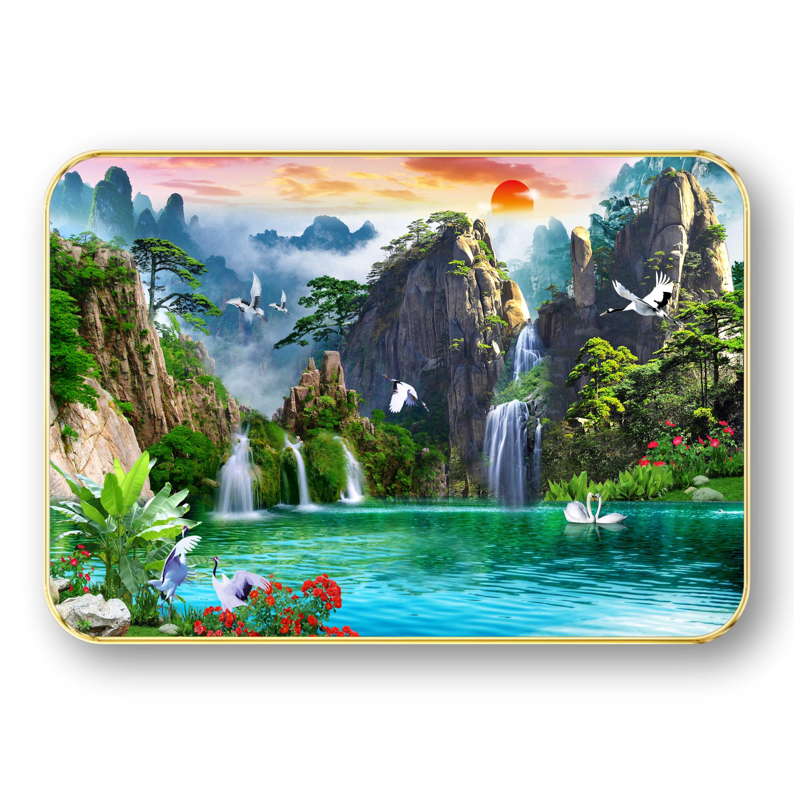 Waterfall Painting - Modern Art with Sparkle Finish -17 Waterfall Painting - Modern Art with Sparkle Finish -17