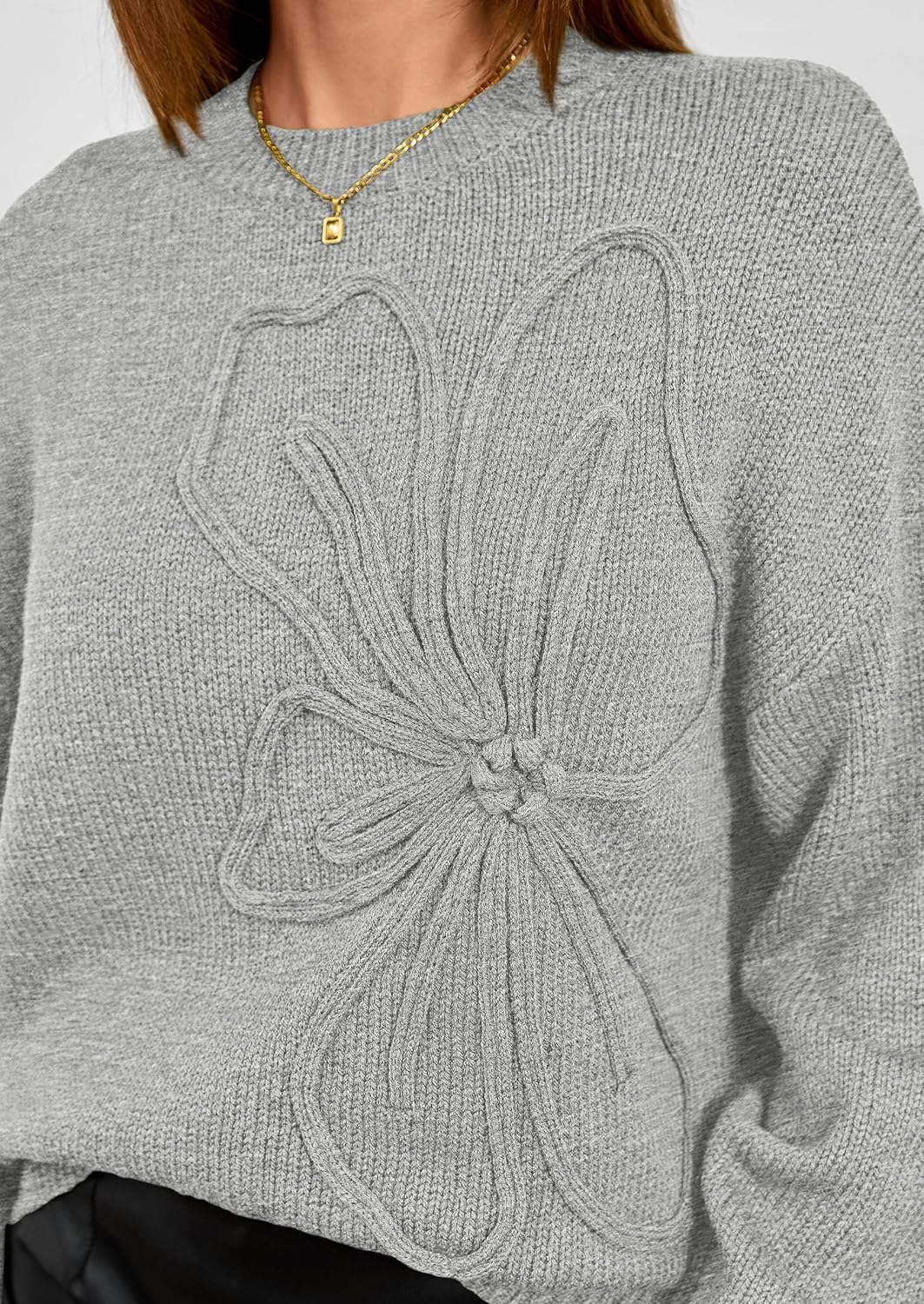 PRETTYGARDEN Womens Sweaters 2026 Fall Fashion Long Sleeve Crewneck Floral Knit Pullover Sweater Tops Winter Clothes - Image 5