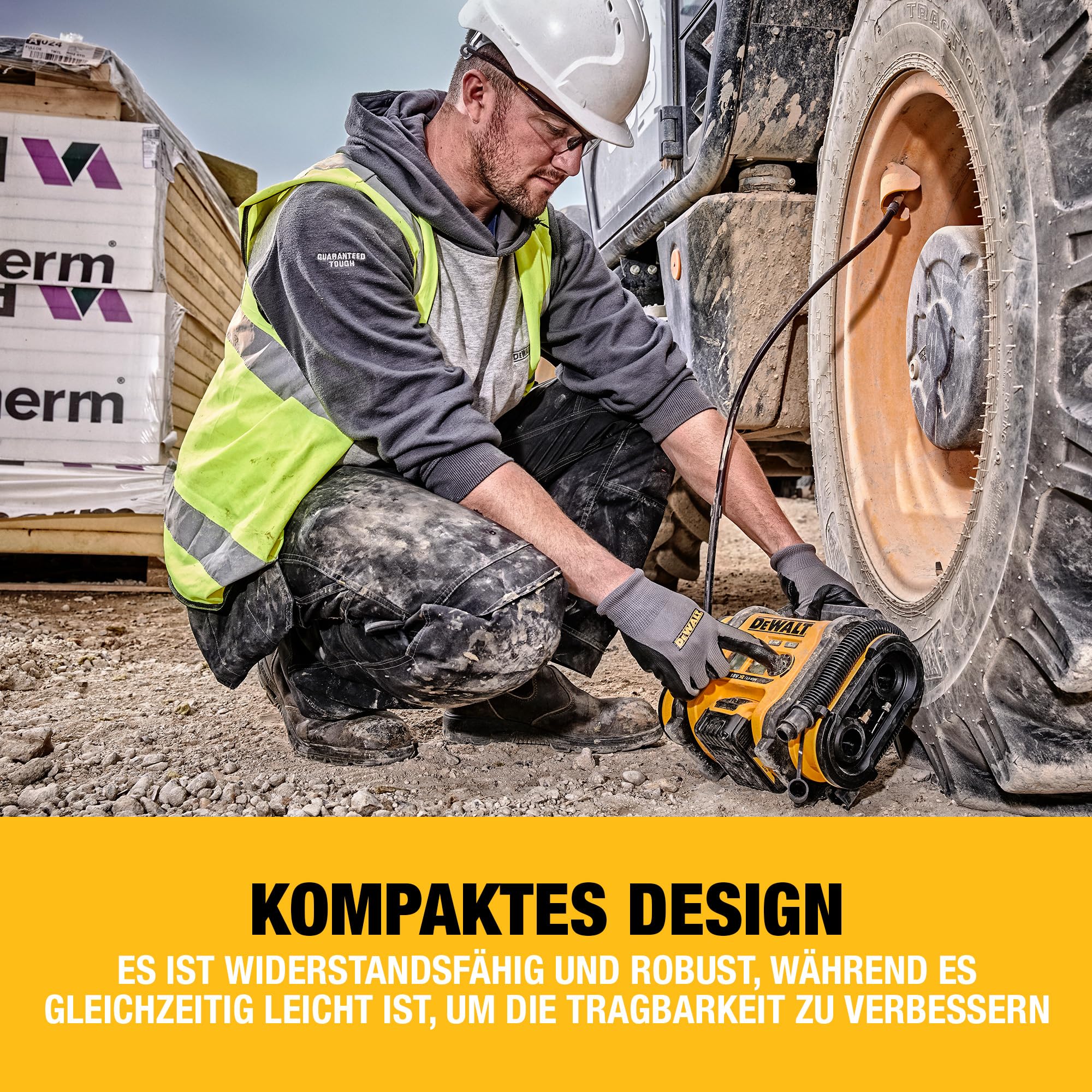 DEWALT 18 Volt Akku- und Netz-Kompressor (für 18V Akkus, Zigarettenanzünder oder 230V-Netz, zum Aufpumpen oder Absaugen von Luft, max. Luftdruck 11 Bar, ohne Akku und Ladegerät), DCC018N-XJ