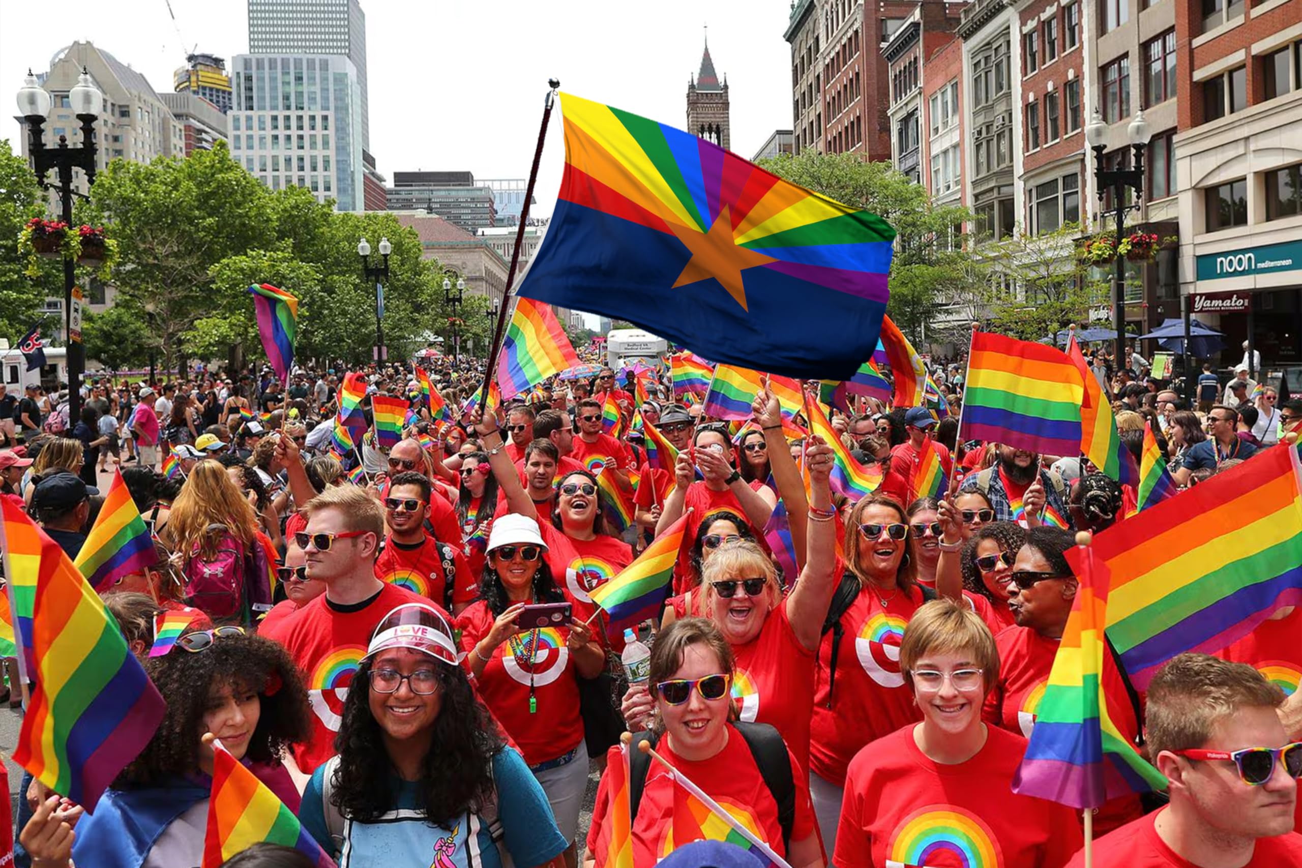 Amazon.com : PLAIEI Arizona State Pride Rainbow Flag 2x3ft Double Sided 3 Ply AZ State Pride Flag LGBTQ+ Gay Banner Vivid Color Polyester With 2 Brass Grommets For Pride Month Events Parades
