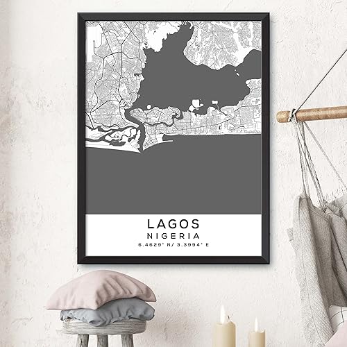 Miniatura 3 de Mapa de Lagos, Nigeria, Light 2 (16x20)