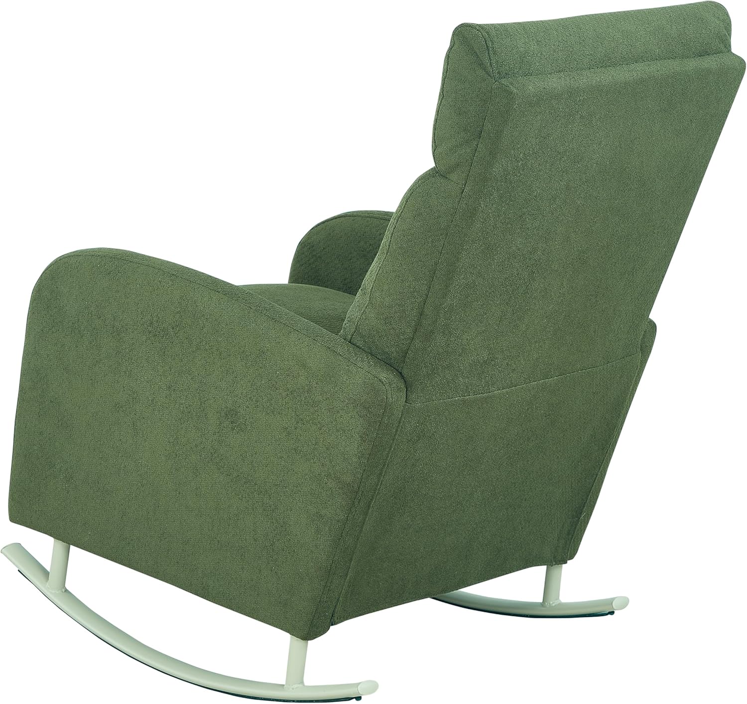 Rocking Chair Nursery with Metal Legs, Upholstered Nursing Rocker Glider, Sturdy Base for Bedroom, Baby Room, Armchair Comfy Side Chair for Living Room Bedroom Offices (Green)