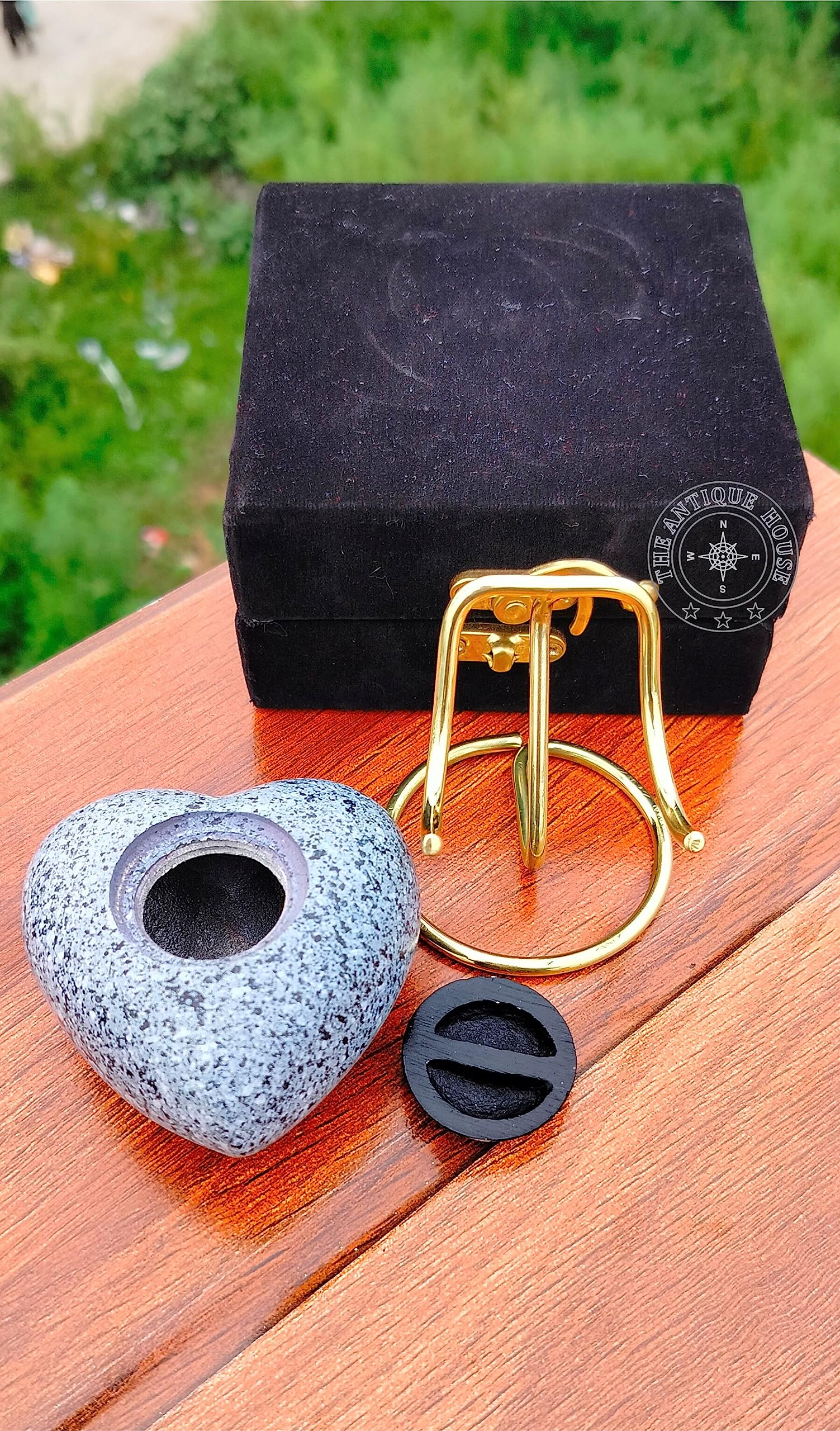 Urna de cremación gris para cenizas, urna de corazón con caja negra y soporte de latón, mini urna para tu ser querido, adulto y entierro funerario para adultos y bebés