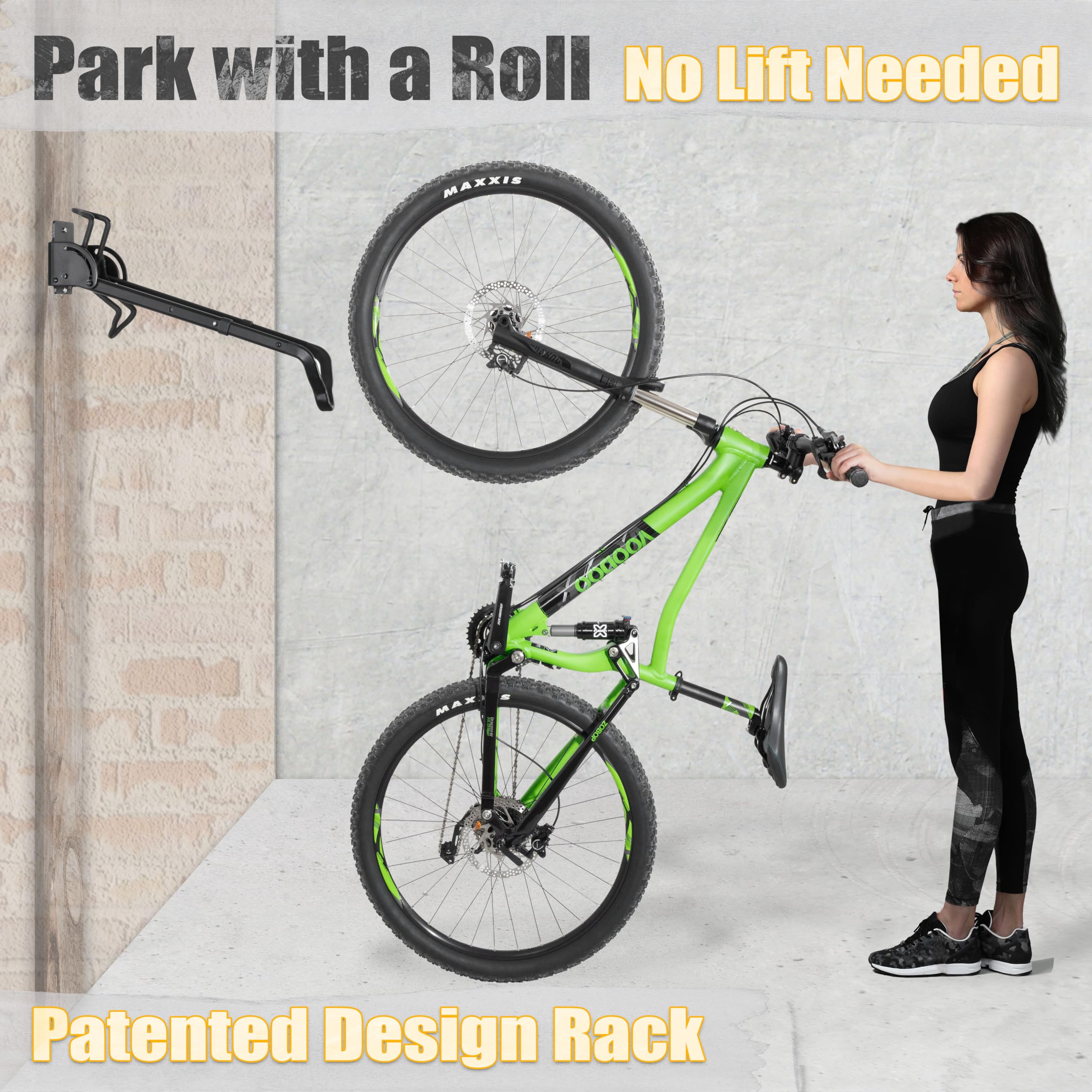 CyclingDeal Fahrrad-Wandhalterung, vertikal, verstellbar, faltbar, für 50,8 cm - 73,7 cm (20 - 29 Zoll) MTB 700C Rennräder Zuhause Garage Lagerung - Max. Reifenbreite 6,1 cm - 1 Packung