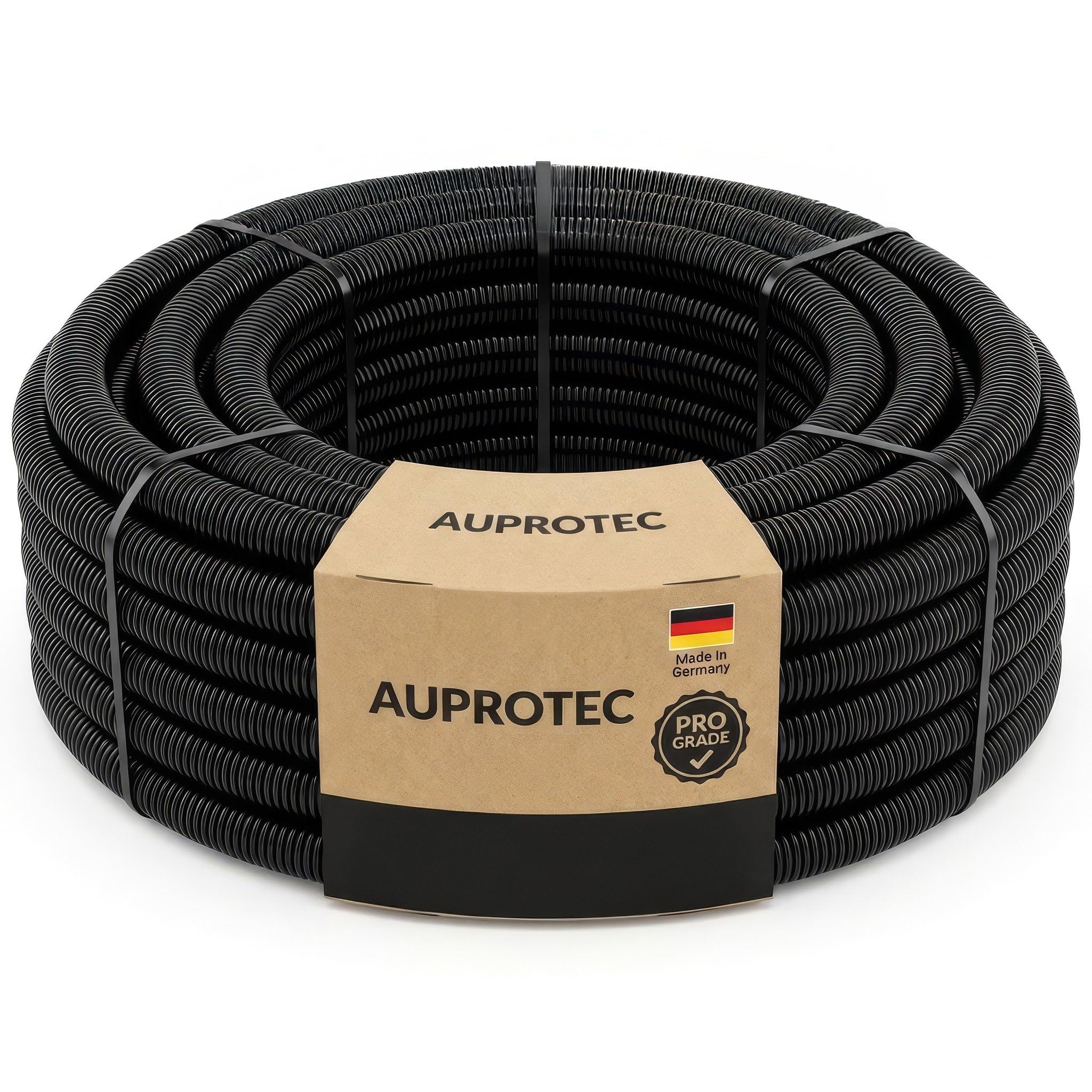 AUPROTEC 25 m Corrugated Conduit Slotted, Inner Γ 4.5 mm I UV & Heat Resistant Polypropylene I Flexible Hose as Cable Protection for Outdoor & Indoor Use I Black