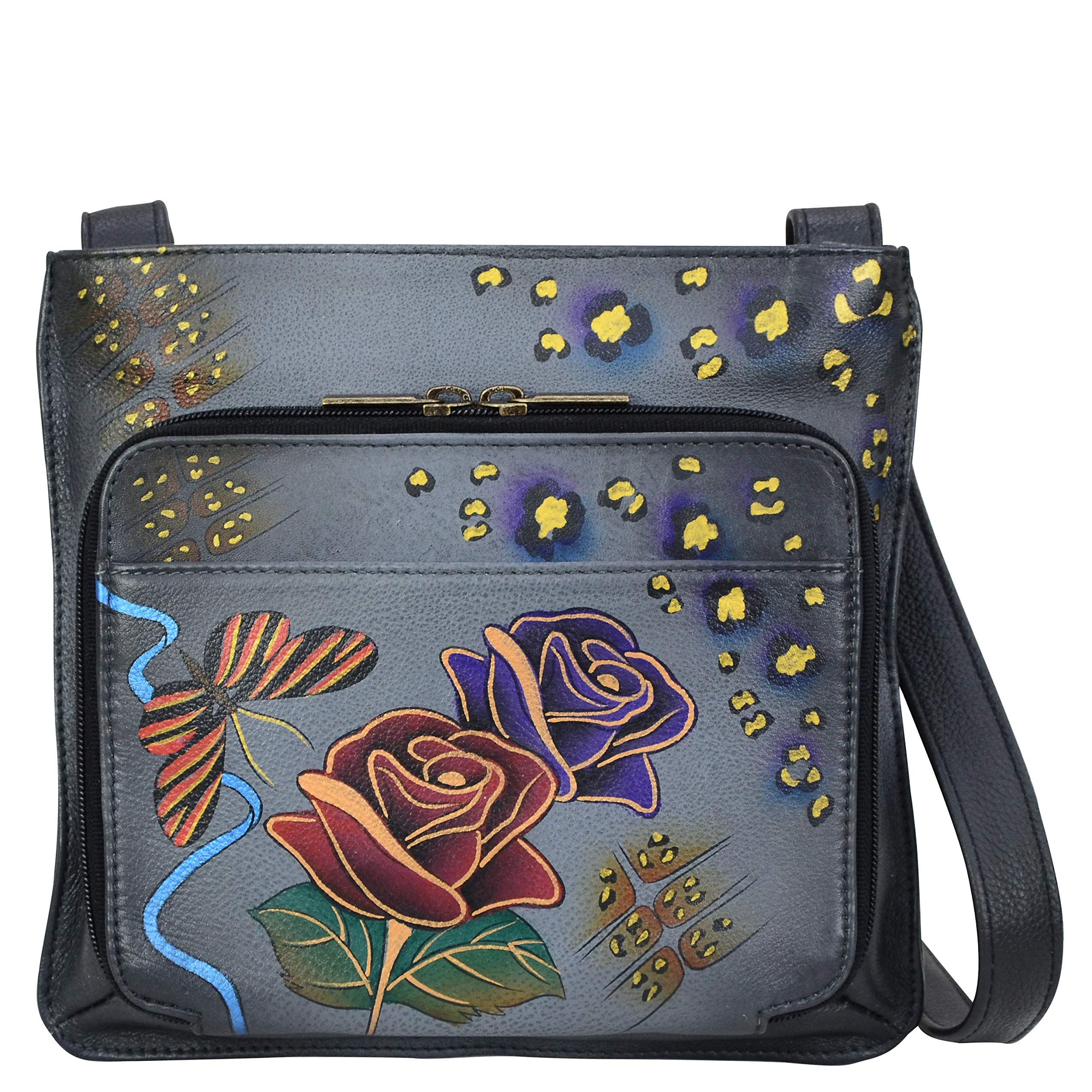 Anna by Anuschkawomens Handpainted Leather Slim Shoulder Organizer Handpainted Leather Slim Shoulder Organizer (pack of 1)