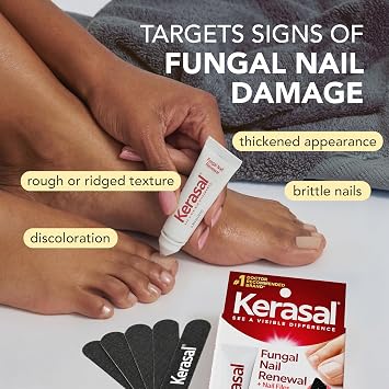 Kerasal Nail Renewal and Nail File Combo Pack, Restores Appearance of Discolored or Damaged Nails, 5 Heavy Duty Nail Files, 0.33 fl oz, Clear