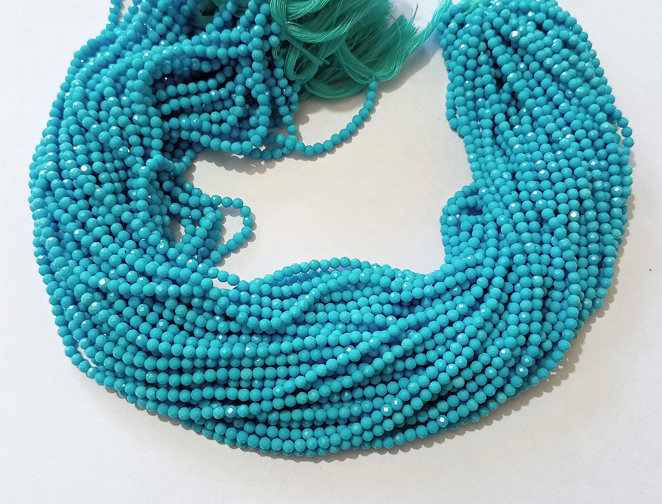 Cuentas redondas facetadas de color turquesa natural de 3 mm aprox. | Un hilo de 12 pulgadas | Cuentas para joyería de bricolaje, pendientes, collares, pulseras y tobilleras (10)