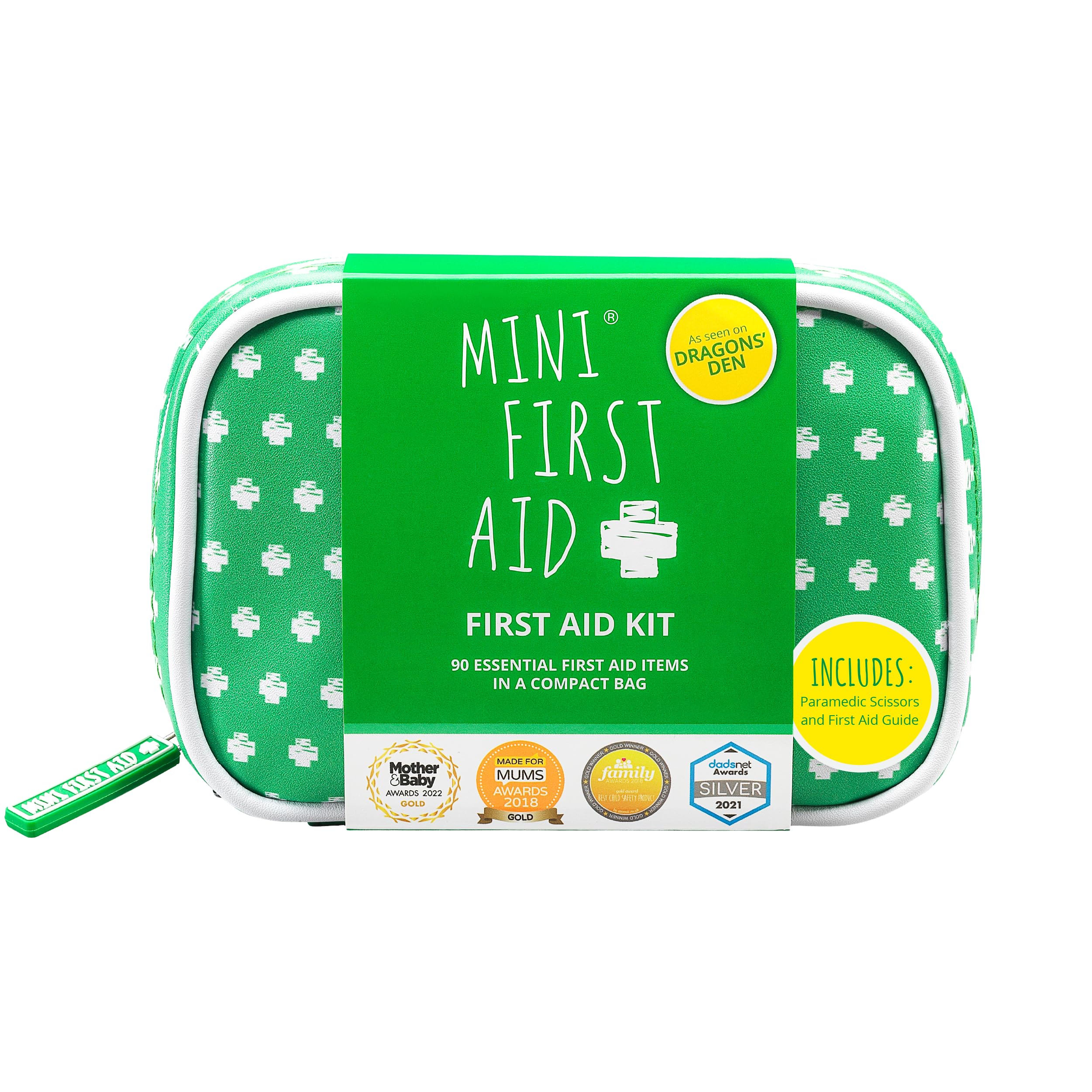 Kit - 90 Items Kids First Aid Kit Includes Plasters, Bandages, Scissors, Tweezers & Burn Gel – for Car, Home, Office, Travel & Camping - Ideal for Babies & Kids – As Seen on Dragons Den