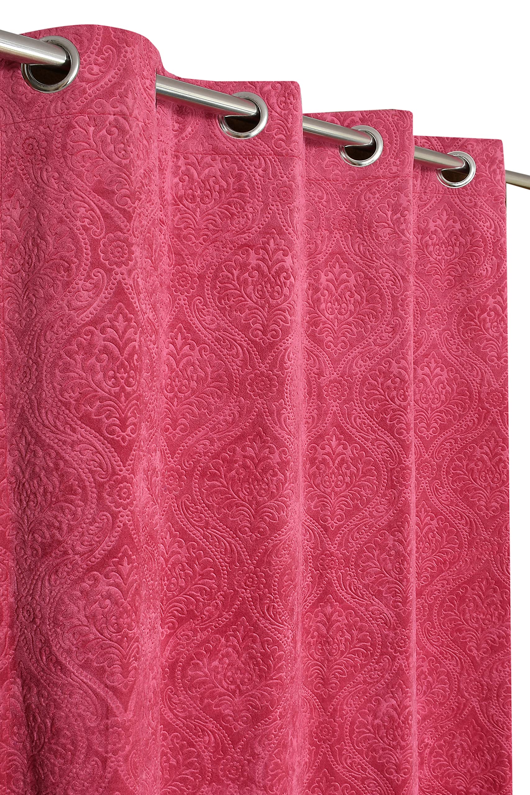 Kiara Creations 1 Piece Velvet Emboss Damas Room Darkening Curtains for Long Door 8 Feet, Pink (B09RP9NXLW) Amazon Price History, Amazon Price Tracker