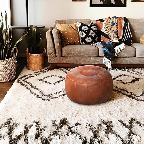 Miniatura 41 de Thgonwid Funda de puf otomano marroquí sin relleno, solución de almacenamiento para reposapiés otomano, silla puf, reposapiés, color negro Negro