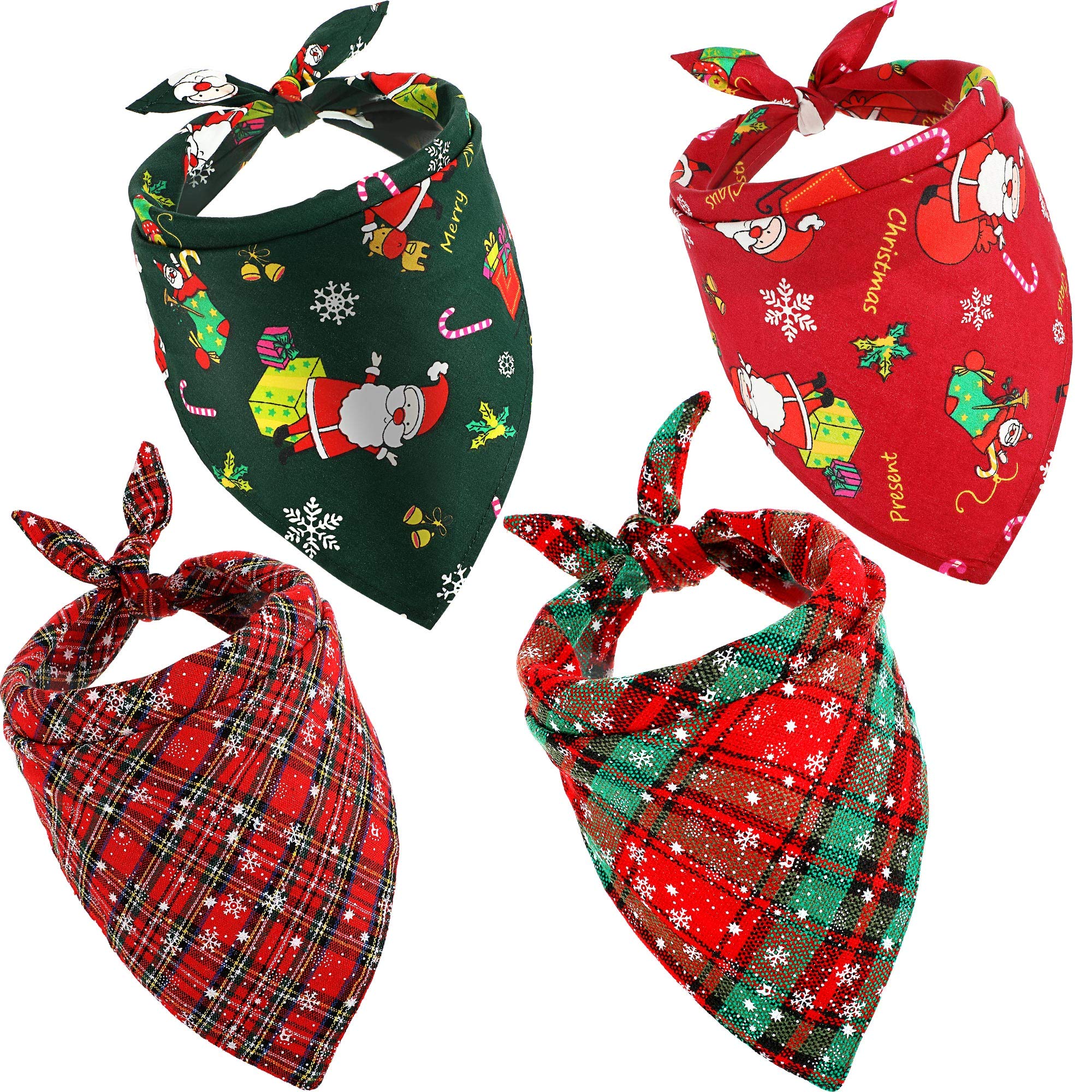 50 Stück Weihnachts-Hundehalstücher – Buffalo Plaid & Schneeflocken, Verstellbar, Aus Baumwolle, Waschbar