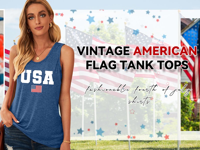 PECHAR Women’s Patriotic Tank Top – 4th Of July Sleeveless Racerback With American Flag Print - View #8