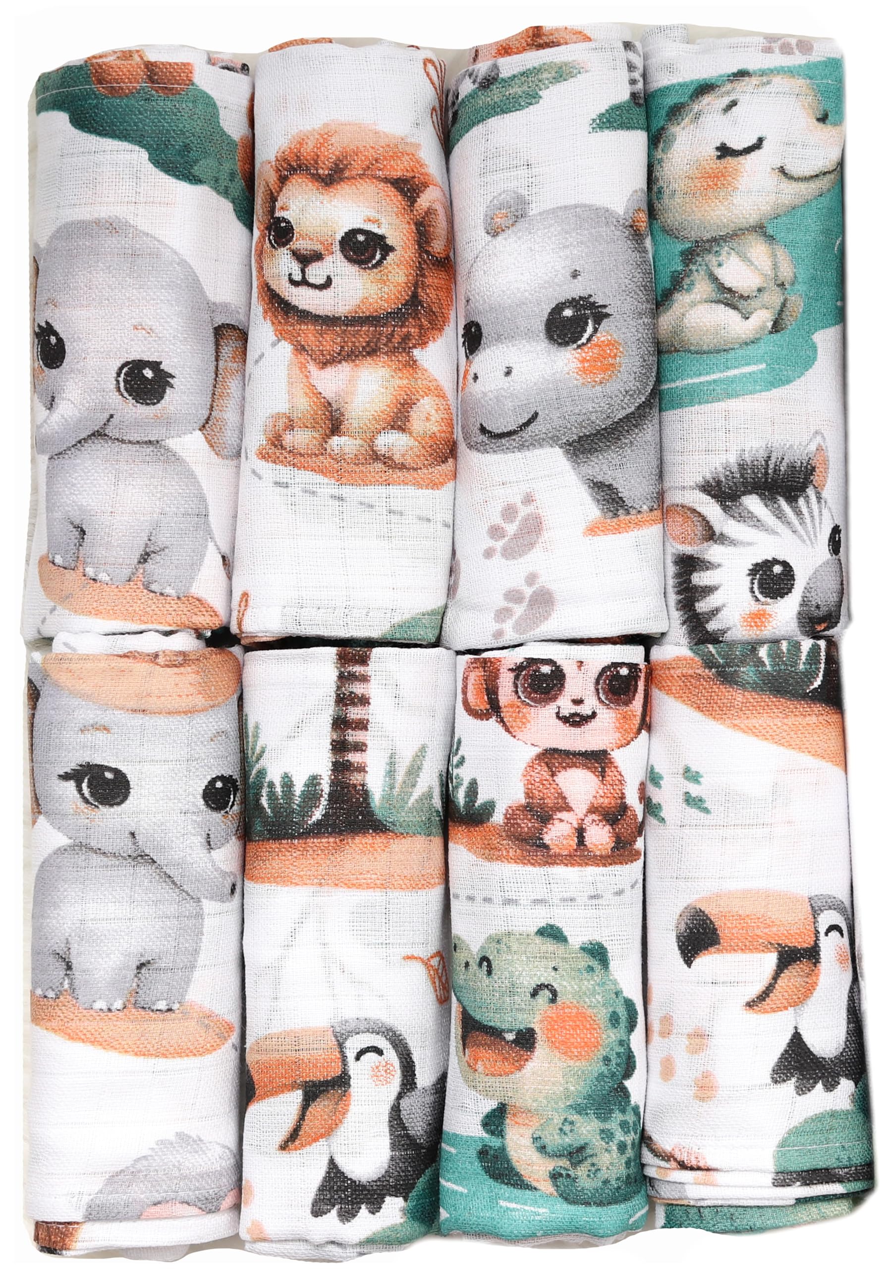 FENSILO Spucktücher Baby 8er-Pack 80x70cm Mussellintücher,Mullwindeln Junge und Mädchen-29