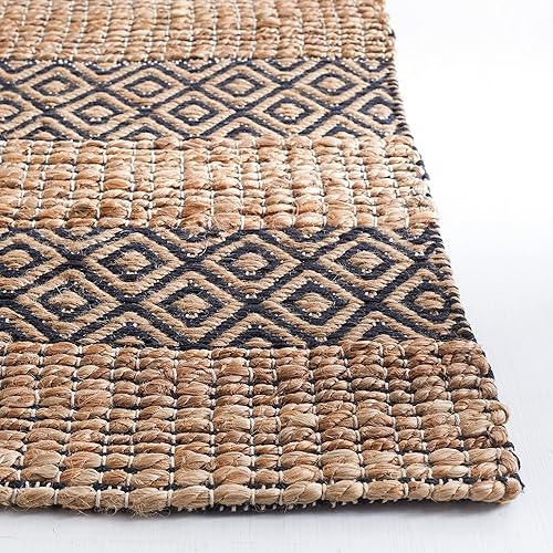 Miniatura 3 de SAFAVIEH Natural Fiber Collection - Alfombra decorativa de 3 x 5 pies, color negro y natural, hecha a mano, estilo bohemio, rústico, yute y yute de