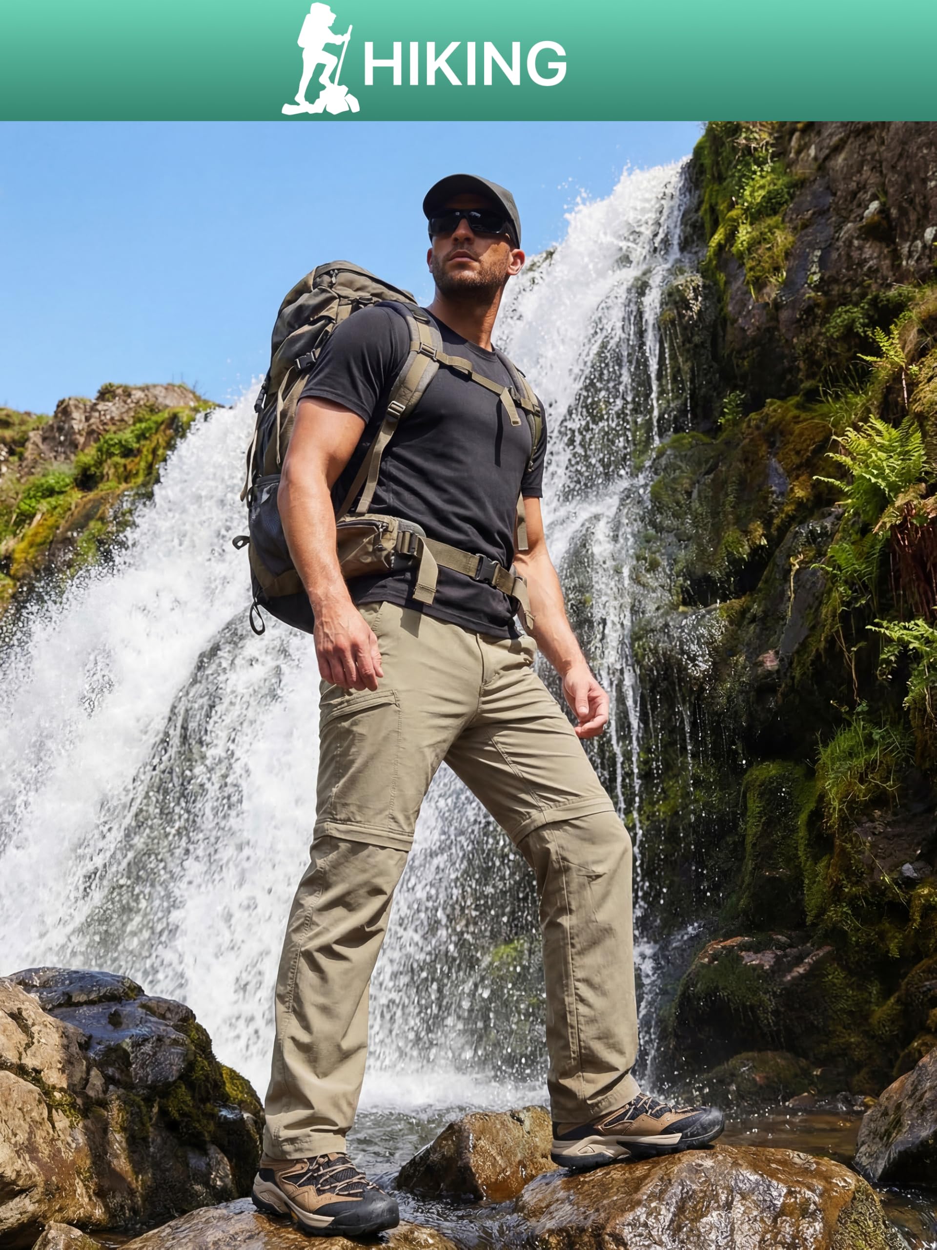 Free Soldier Pantalon convertible de randonnée pour homme Résistant à l'eau UPF 50+ - Marron - 38W x 32L