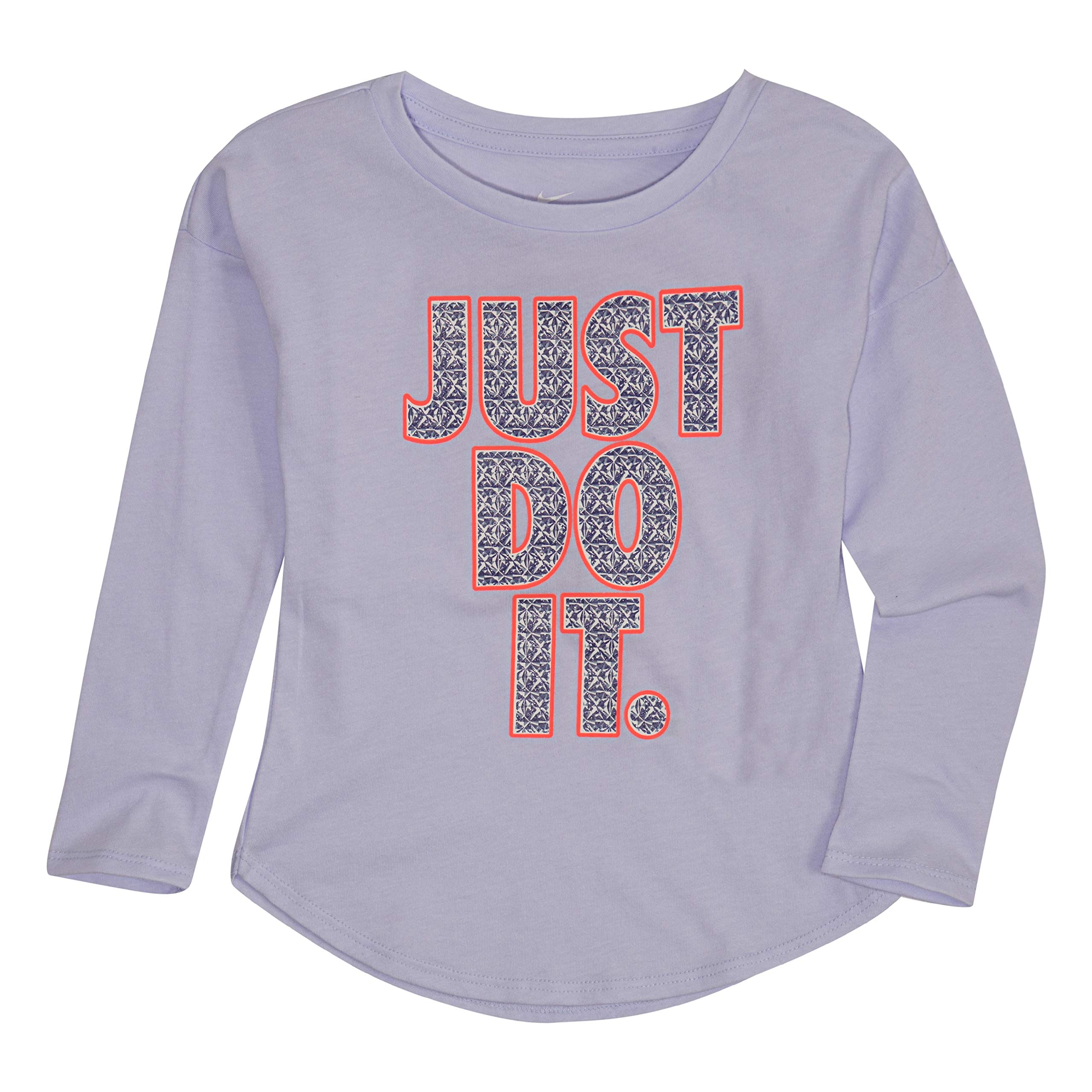NIKE Children's Apparel Girls' Little Long Sleeve JDI Graphic T-Shirt, Palest Purple, 5