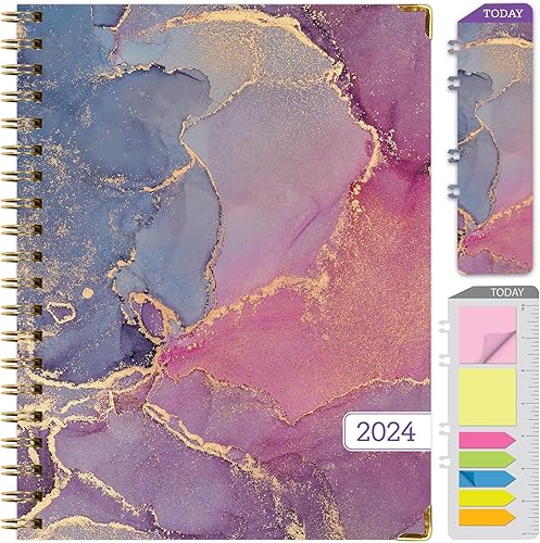 Agenda 2024 de tapa dura (noviembre de 2023 a diciembre de 2024) Agenda diaria, semanal, mensual y anual de 8.5 x 11 pulgadas. Marcador, carpeta de