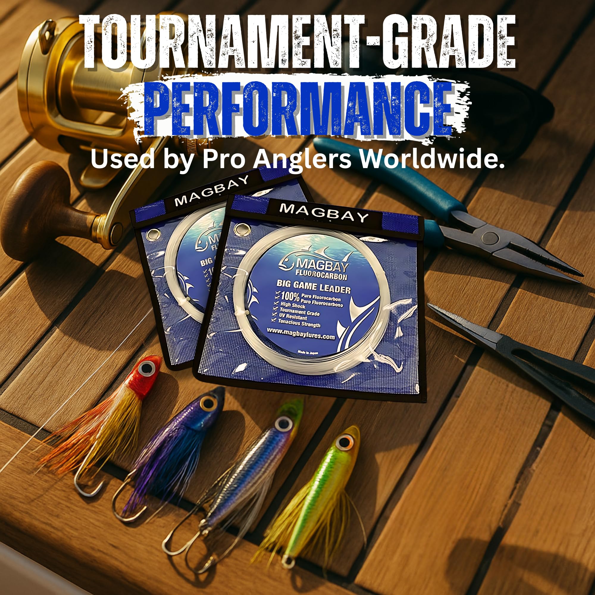 MagBay Lures 100% Pure Fluorocarbon Leader 150, 130, 100, 80, 60 i 18,1 kg, żyłka wędkarska 33 jardy