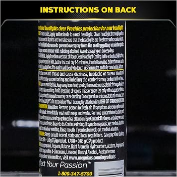 Meguiar's Keep Clear Headlight Coating, Maintain Like-New Clarity of Your Headlights with an Easy-to-Use Formula and UV Protection that Lasts All Year Long, 4 Ounce Aerosol