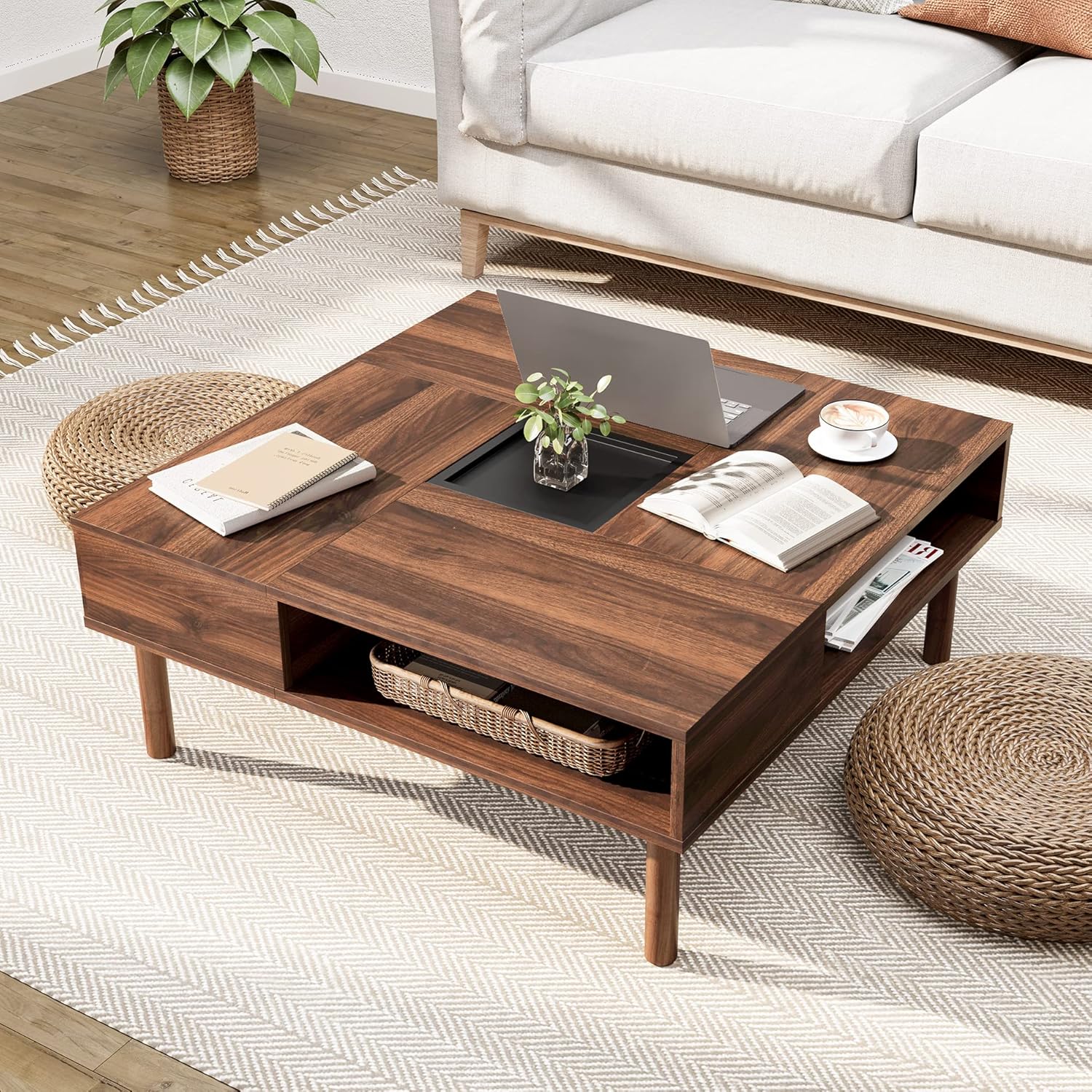 WAMPATローテーブル センターテーブル 正方形 木制 コーヒーテーブル