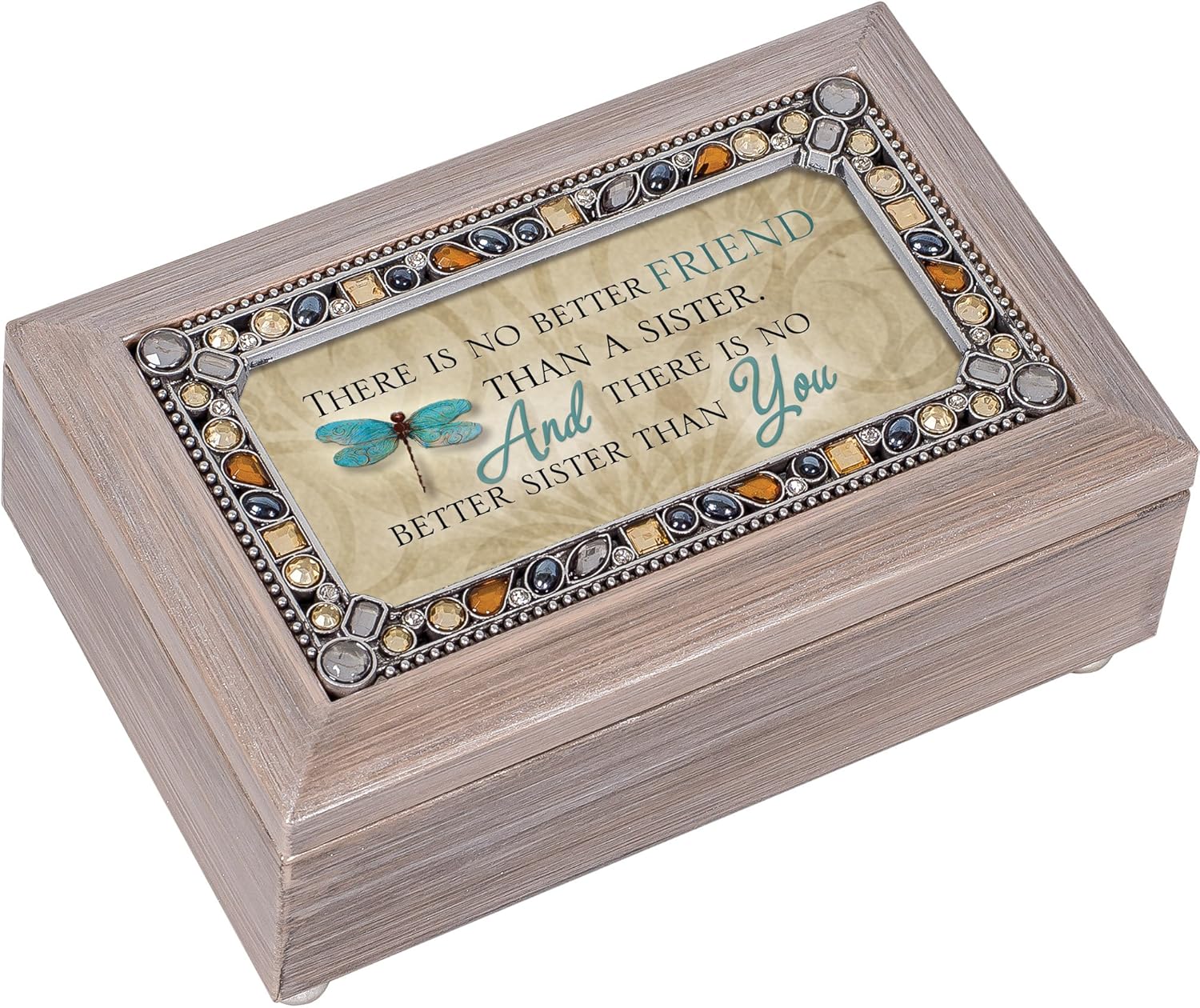 Cottage Garden Friend Sister No Better Than You Brushed Pewter Jewelry Music Box Plays You Light Up My Life