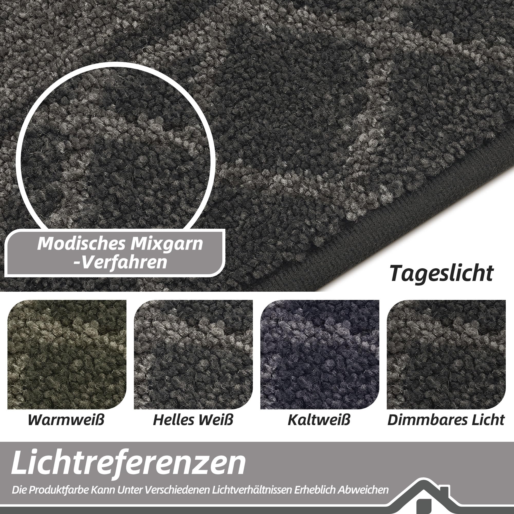 BEQHAUSE Schmutzfangmatte, TPR rutschfest, Polyester, Schwarz, 90x150cm