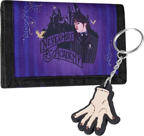 Wednesday Wallet and Thing Keyring Set for Girls and Teenagers - Card Slots ID P