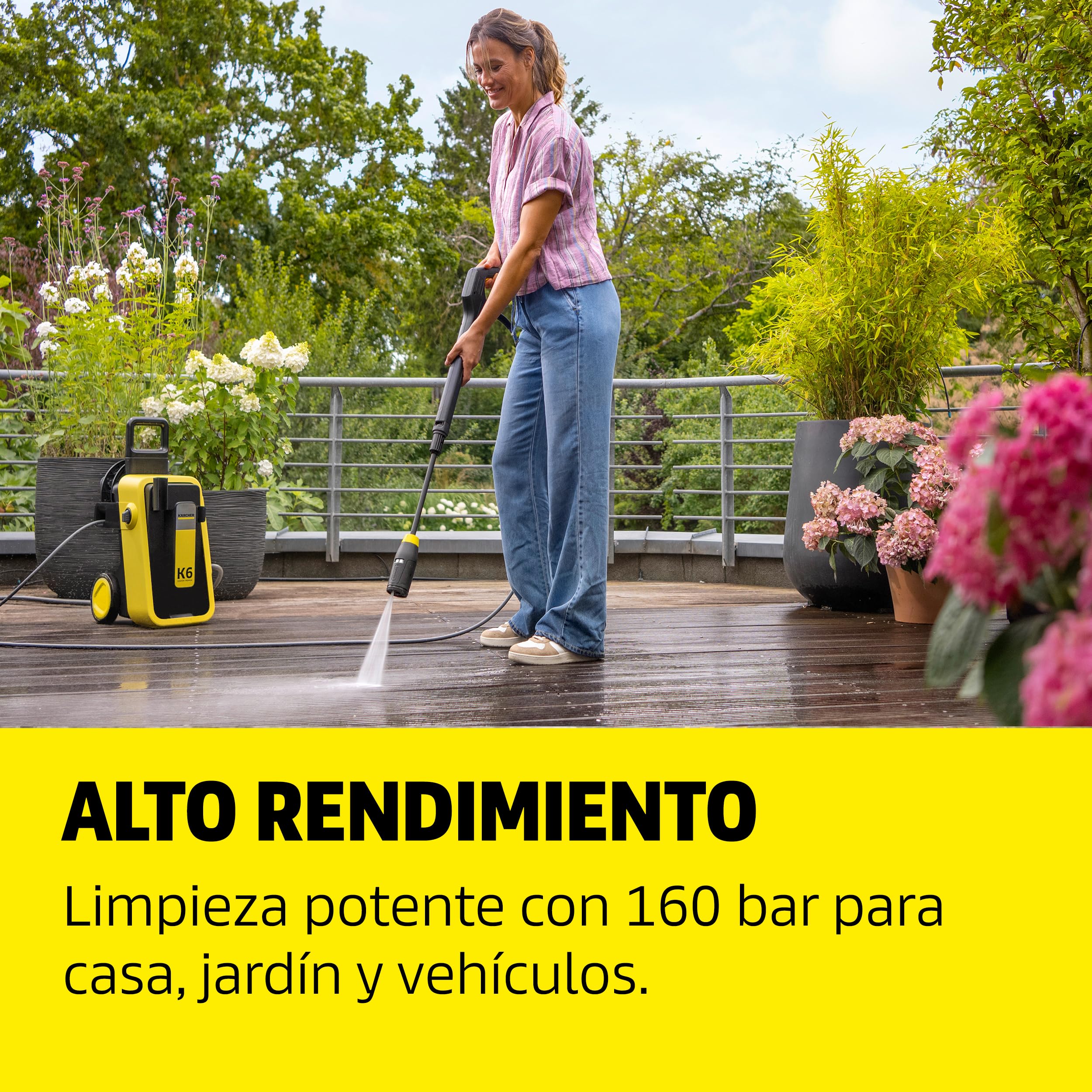 Kärcher hidrolimpiadora K 6 Comfort Premium, presión: 160 Bar, caudal: 510 l/h, Superficie: 50 m²/h, Peso: 18,2 kg, Manguera de Alta presión, enrollador de mangueras, Multi Jet 4 en 1
