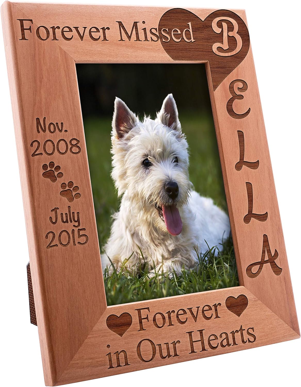 Lara Laser Works Personalized Picture Frame, 4x6 | Forever Missed | Customized Memorial Pet Picture Frames, Custom Engraved with Name & Years - Cat, Dog, Horse Owner Gift