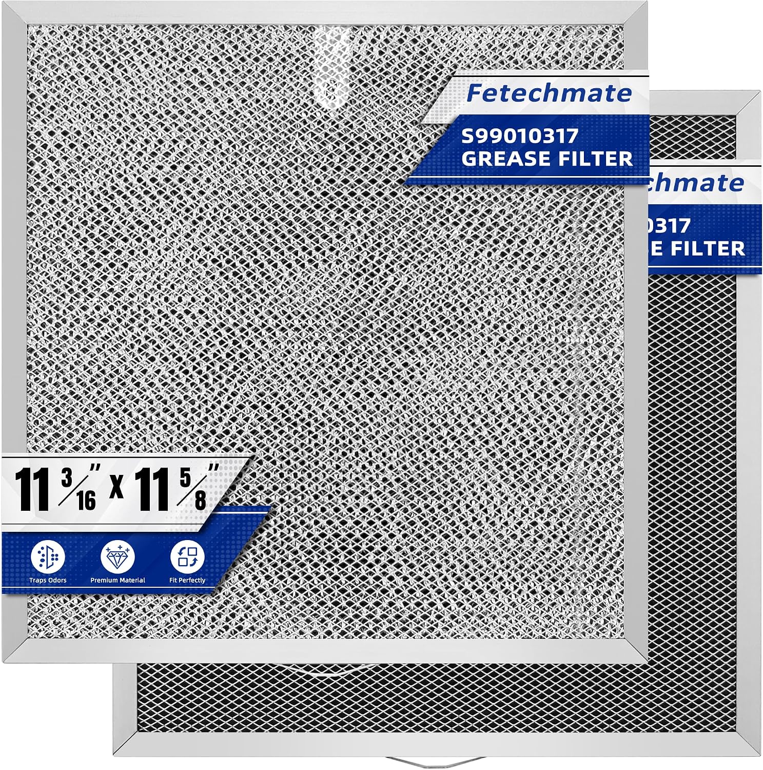 S99010317 Range Hood Filter 11.6” x 11.2” BPQTF Metal Mesh Charcoal Grease Filter Combo Compatible with Bro-an Range Hoods QL100 QT230BC QT242BC QT242BC QT230SS by Fetechmate