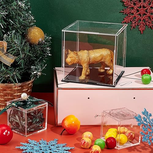 Miniatura 6 de FINGERINSPIRE Vitrina de acrílico transparente con base negra, cubo de 4 x 4 x 4 pulgadas, caja de acrílico transparente de autoensamblaje,