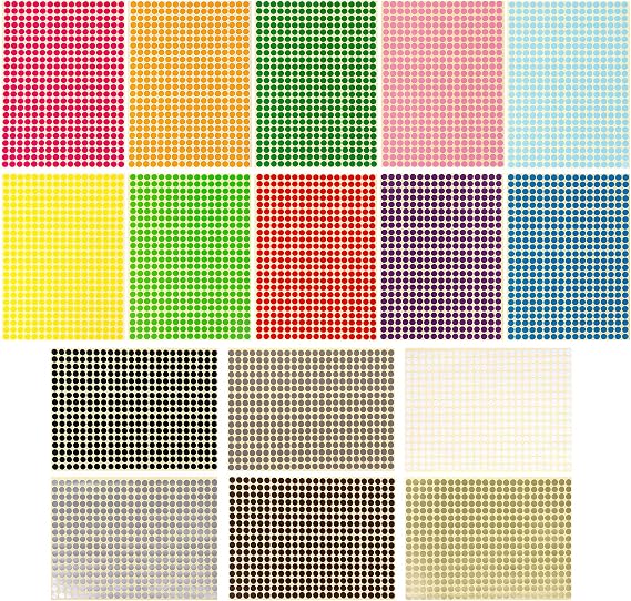 JANYUN 26656-Piece 1/4 Inch Color Dot Stickers for Classroom Coding
