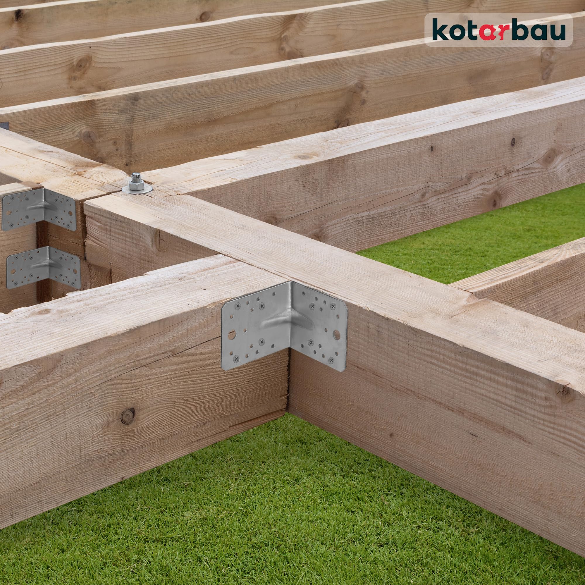 KOTARBAU® 25 szt. Kątownik Ciesielski - Łącznik Budowlany - 75 X 75 X 55 MM - Stal ocynkowana - Z Przetłoczeniem