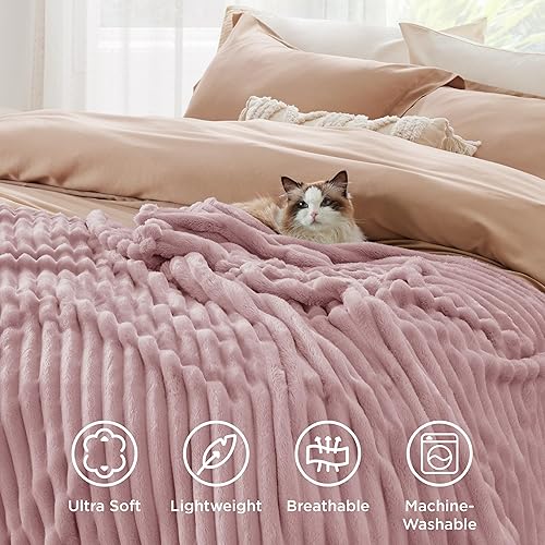 Miniatura 120 de Bedsure - Manta de vellón gris, para sofá, tamaño Queen, mantas súper suaves y acogedoras para mujer, bonita manta pequeña para niñas, 90 x 90