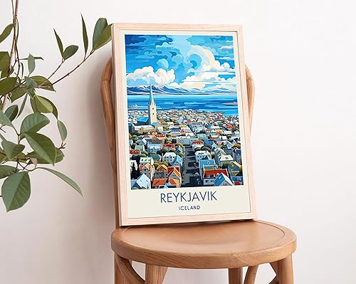 Miniatura 3 de Póster de Reikiavik, póster de Islandia, arte de Reykjavik, impresión de Reikiavik, póster abstracto, pintura de paisaje urbano, arte de